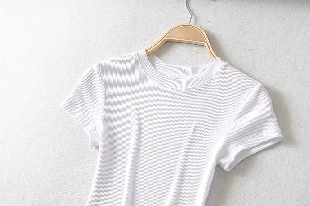 Sexy O-neck Crop Tee
