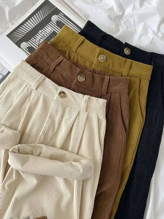 Vintage High Waist Corduroy Wide Leg Pants