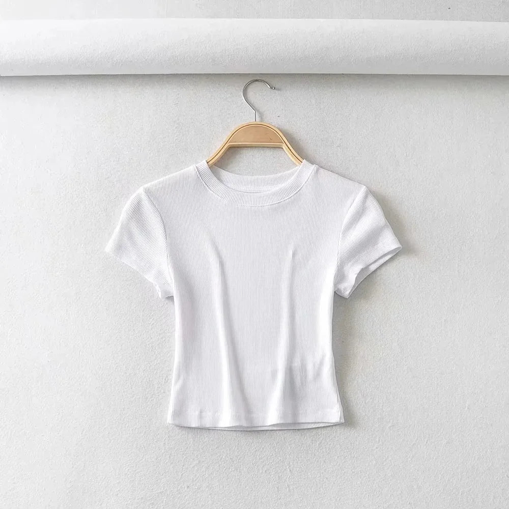 Sexy O-neck Crop Tee