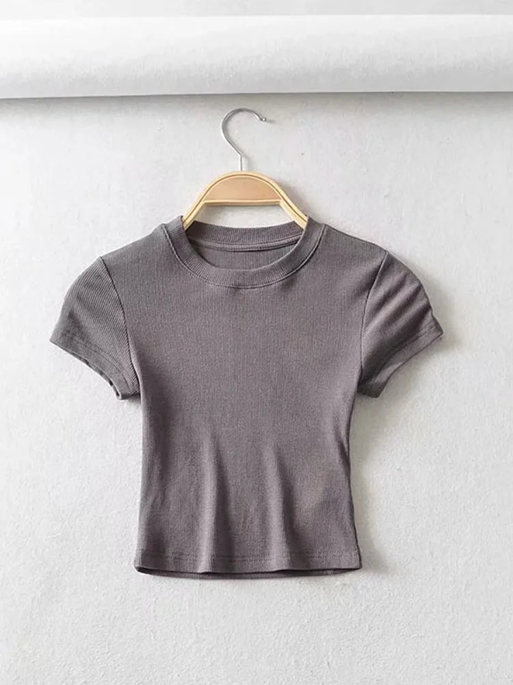 Sexy O-neck Crop Tee