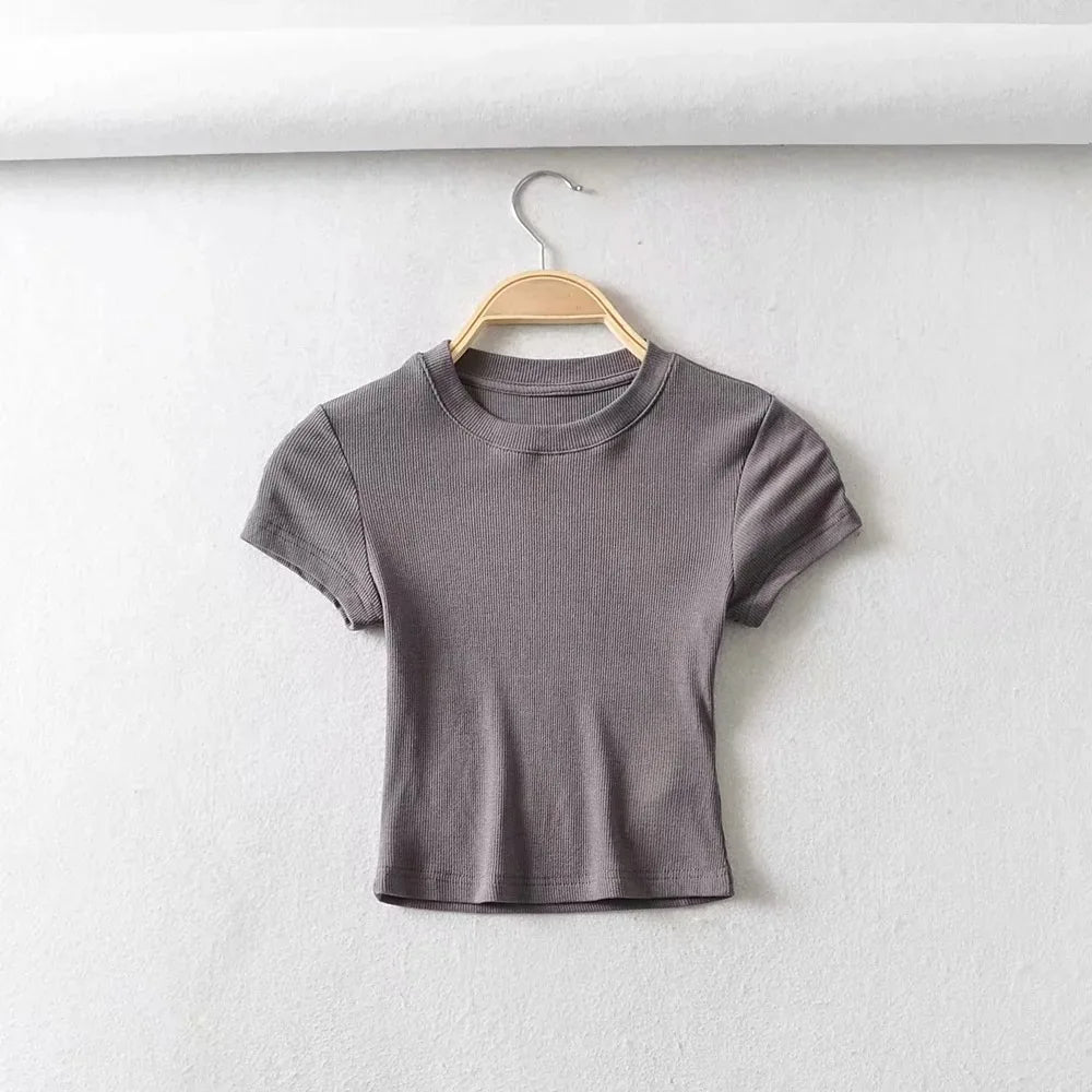 Sexy O-neck Crop Tee