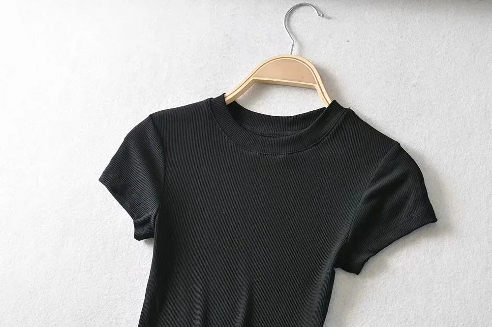 Sexy O-neck Crop Tee