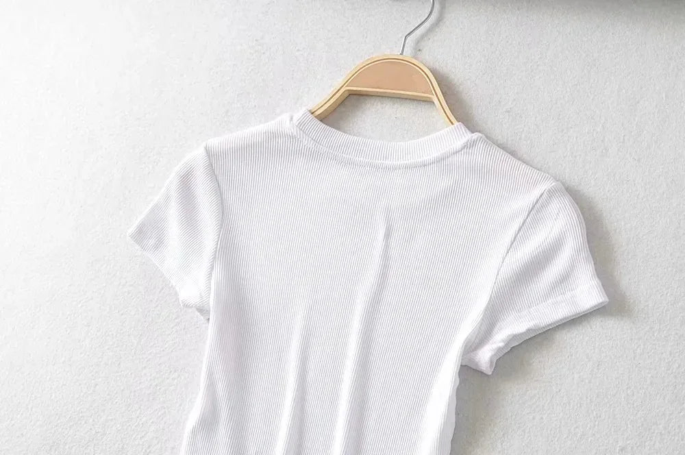 Sexy O-neck Crop Tee