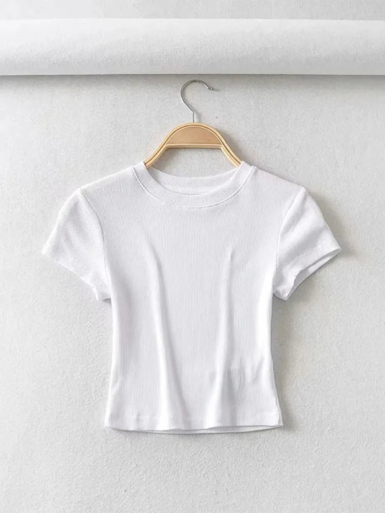 Sexy O-neck Crop Tee