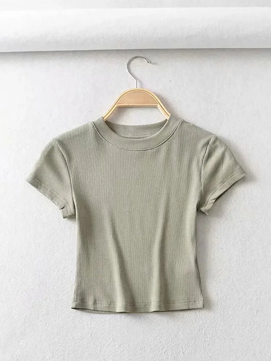 Sexy O-neck Crop Tee