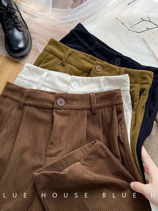 Vintage High Waist Corduroy Wide Leg Pants