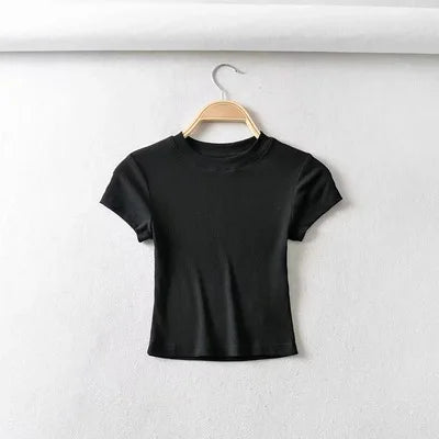 Sexy O-neck Crop Tee