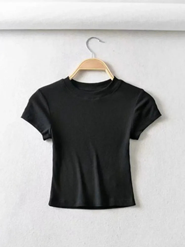Sexy O-neck Crop Tee