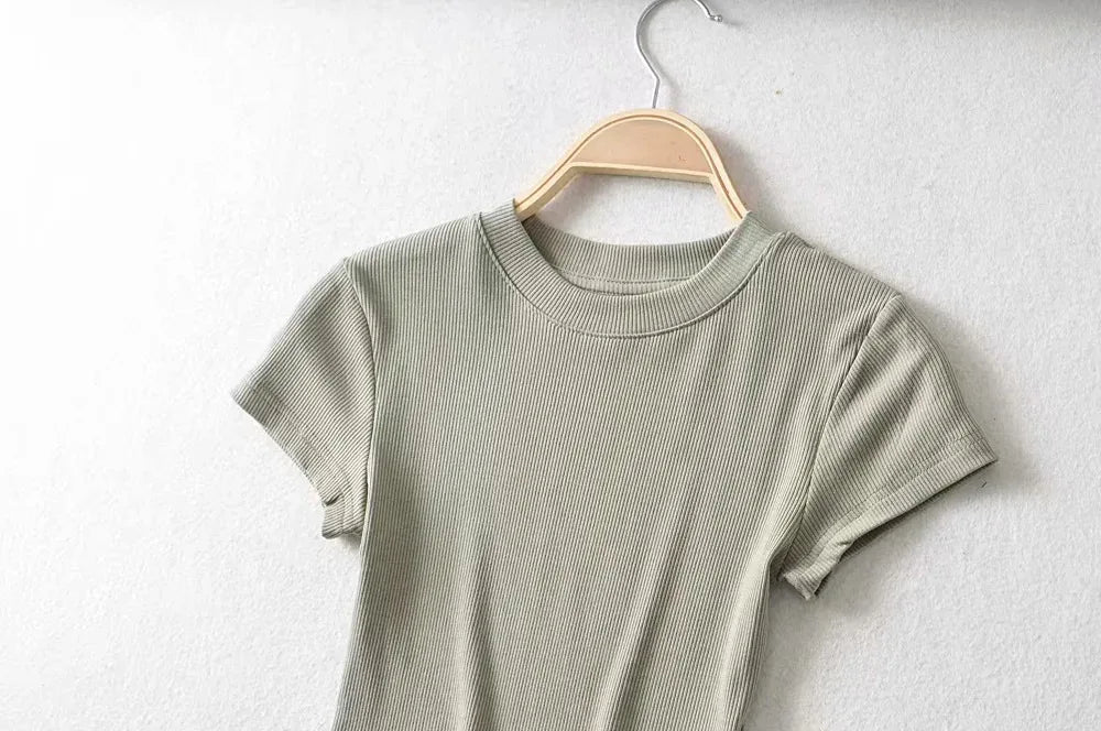 Sexy O-neck Crop Tee
