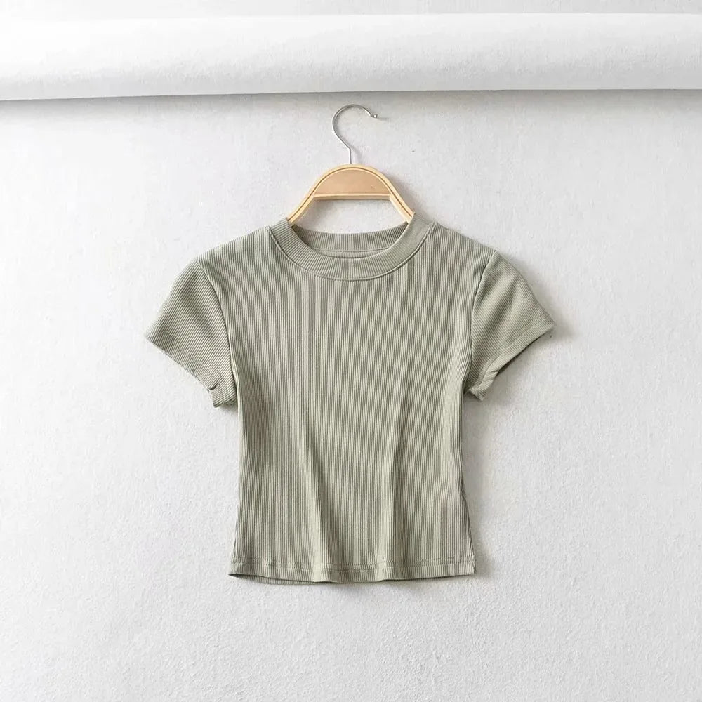 Sexy O-neck Crop Tee