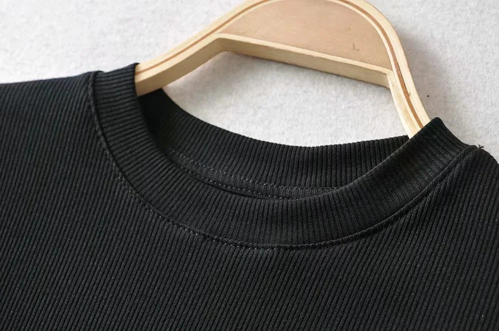 Sexy O-neck Crop Tee
