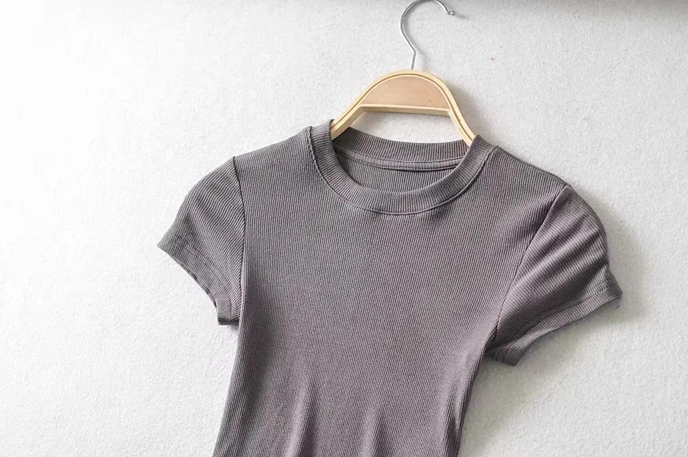 Sexy O-neck Crop Tee