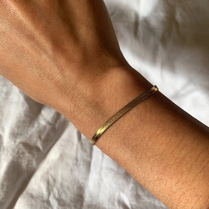 Minimalist Gold Color Herringbone Bracelet Flat Snake Chain Dainty Stack Bracelets for Women Handmade Jewelry Gifts Wholesale