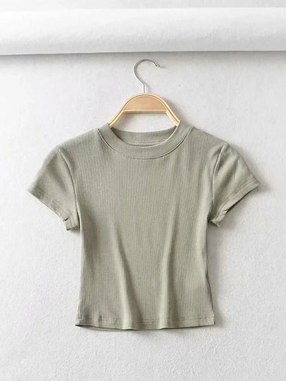 Sexy O-neck Crop Tee