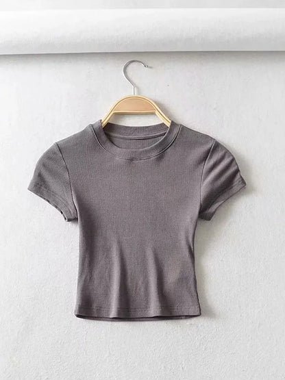 Sexy O-neck Crop Tee
