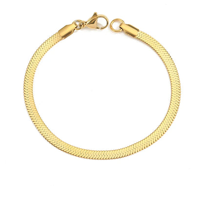 Minimalist Gold Color Herringbone Bracelet Flat Snake Chain Dainty Stack Bracelets for Women Handmade Jewelry Gifts Wholesale